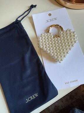 J.Crew Bag Charm Pearl Heart